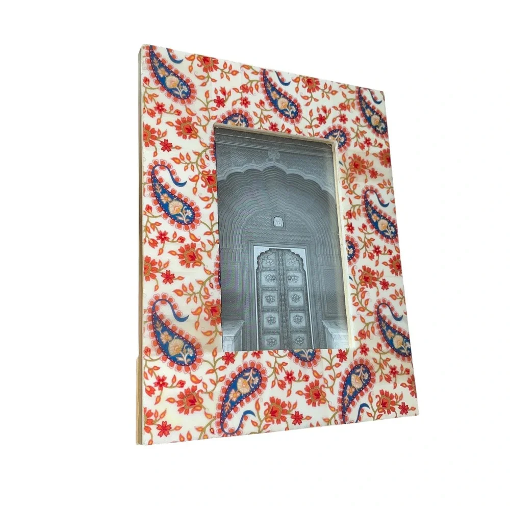 Floral Paisley Picture‎ Frame 4x6 Photo  Ceramic Decorative Accent